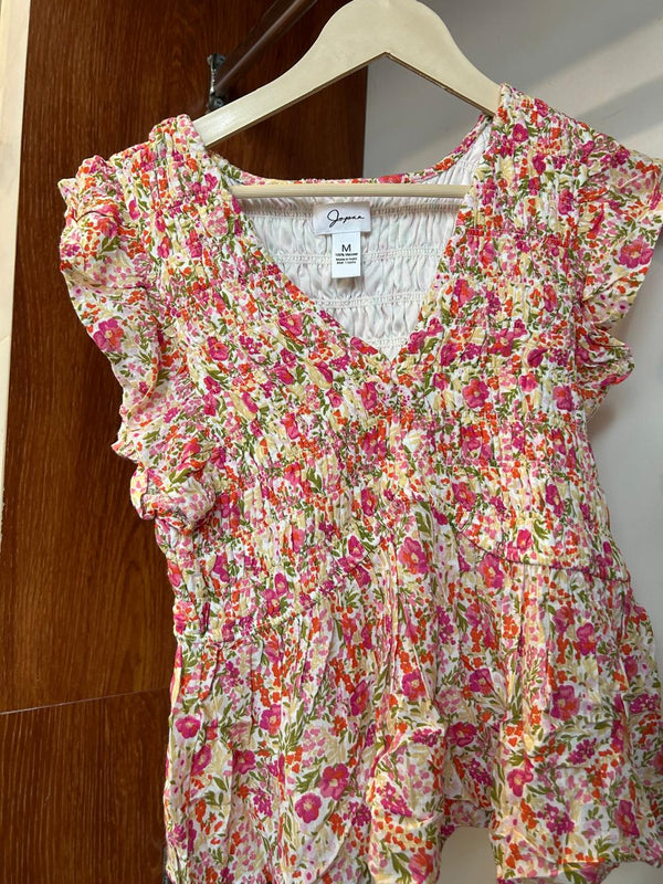 Floral Smocked Peasant Top