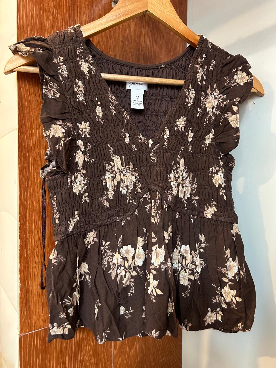 Floral Smocked Peasant Top
