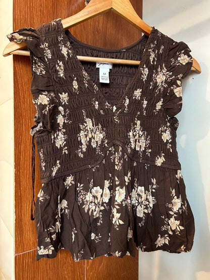 Floral Smocked Peasant Top