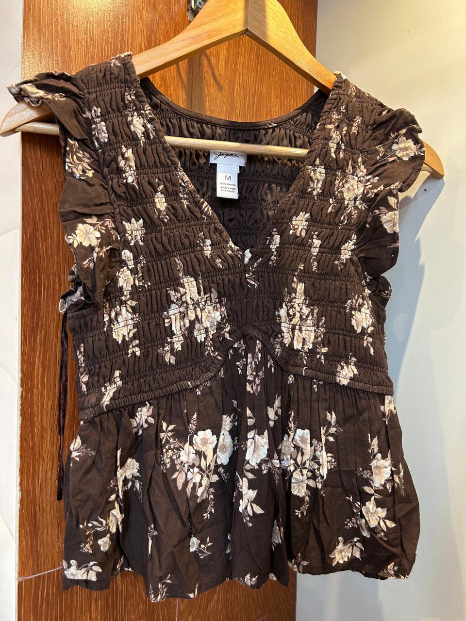 Floral Smocked Peasant Top