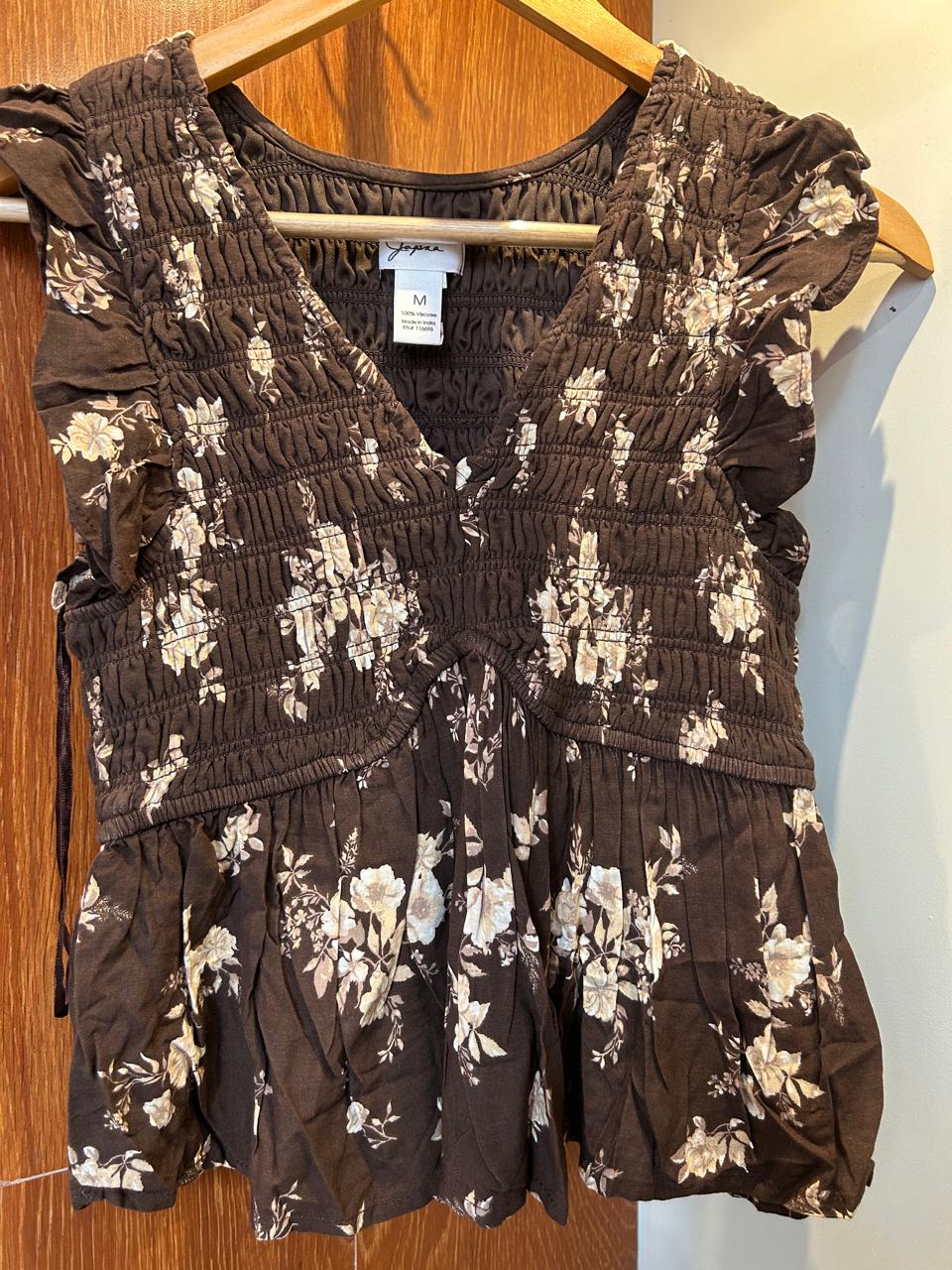 Floral Smocked Peasant Top