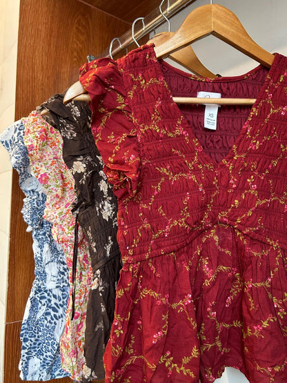 Floral Smocked Peasant Top