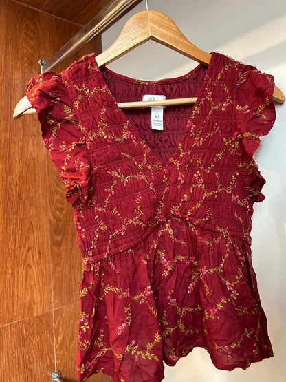 Floral Smocked Peasant Top