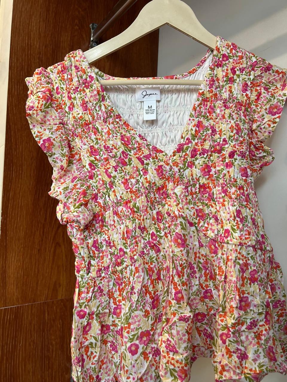 Floral Smocked Peasant Top