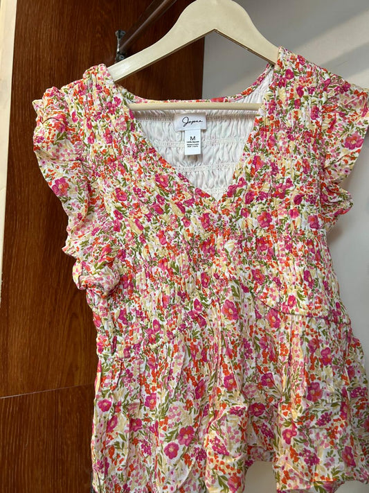 Floral Smocked Peasant Top