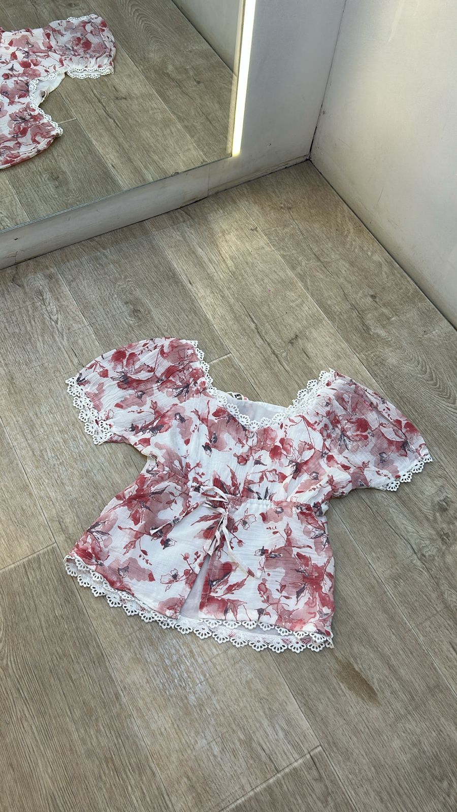 Floral Lace Trim Romper